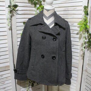 Eddie Bauer grey wool blend Peacoat (1234)